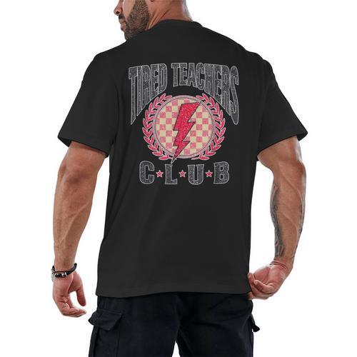 Tired Teachers Club Study Lover School Apparel Men's Back Print T-Shirt - teacherstshirts.com DE