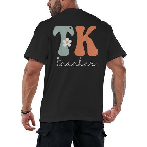 TK Teacher Retro Groovy Vintage Happy First Day Of School Men's Back Print T-Shirt - teacherstshirts.com AU