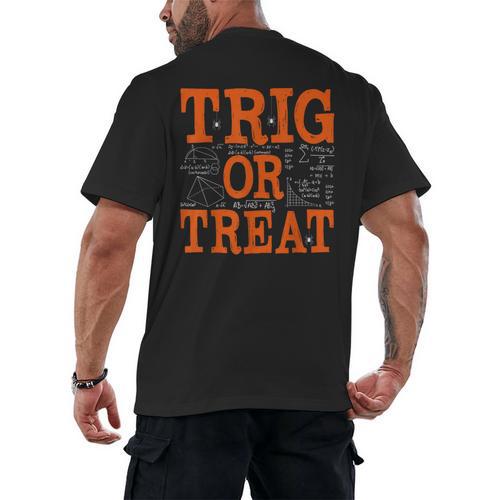 Trig Or Treat Trigonometry Math Teacher Halloween Men's Back Print T-Shirt - teacherstshirts.com