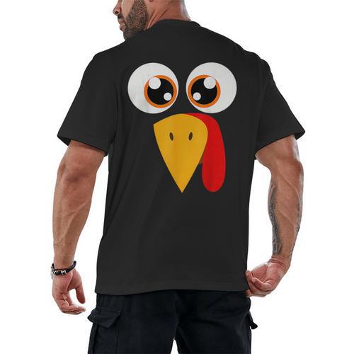 Turkey Face Halloween Costume Thanksgiving Teacher Nurse Men's Back Print T-Shirt - teacherstshirts.com AU