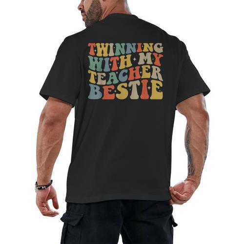 Twin Day Friends Teacher Twinning With My Bestie Matching Men's Back Print T-Shirt - teacherstshirts.com DE