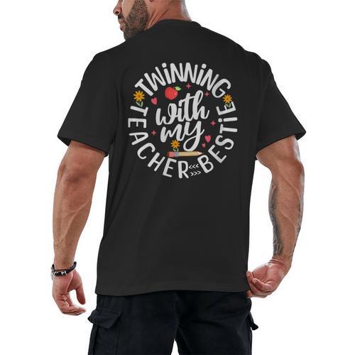 Twin Day For Spirit Week Teacher Bestie Matching Men's Back Print T-Shirt - teacherstshirts.com DE