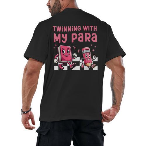 Twinning With My Para Teacher Matching Paraprofessional 70s For Men Women Men's Back Print T-Shirt - teacherstshirts.com