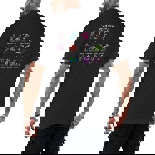 Types Of Bacteria Microbiologist Biology Science Teacher Men&#x27;s Back Print T-Shirt - teacherstshirts.com