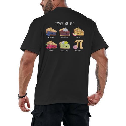 Types Of Pie Pi Day Math Teacher Geek 314 Math Pun Men's Back Print T-Shirt - teacherstshirts.com AU