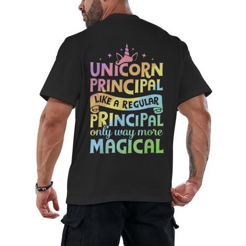 Unicorn Principal Back To School Teacher Appreciation Men's Back Print T-Shirt - teacherstshirts.com AU