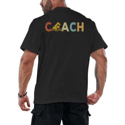 Vintage Swim Coach Swimming Coach Swim Teacher Swimmer Retro Men's Back Print T-Shirt - teacherstshirts.com
