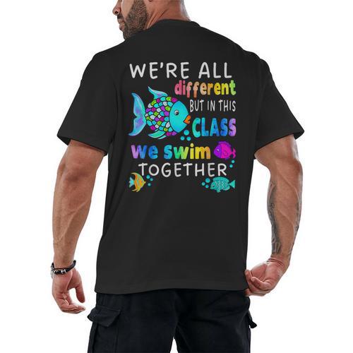 We'Re All Different But We Swim Together Elementary Teacher Men's Back Print T-Shirt - teacherstshirts.com DE