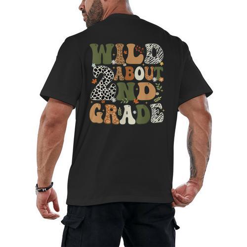 Wild About 2nd Grade Teacher Student First Day Of School Men's Back Print T-Shirt - teacherstshirts.com AU