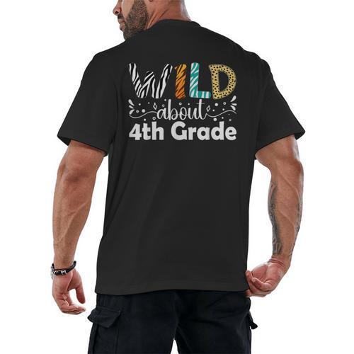 Wild About 4th Grade First Day Of School Teacher Student Men's Back Print T-Shirt - teacherstshirts.com