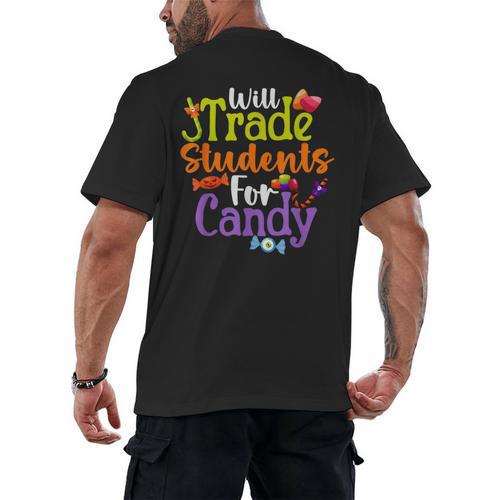 Will Trade Students For Candy Teacher Halloween Costume Men's Back Print T-Shirt - teacherstshirts.com AU