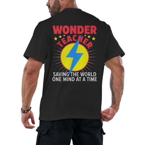 Wonder Teacher Costume Shirt Teacher Halloween Costume Men Women Men's Back Print T-Shirt - teacherstshirts.com UK