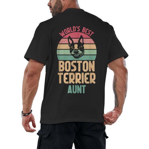 Worlds Best Boston Terrier Aunt Men's Back Print T-Shirt - Bostonterriersmerch.com