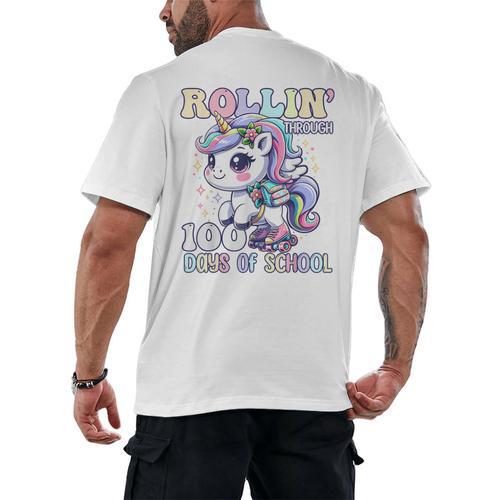 100 Days Of School Girls Teacher 100th Day Unicorn Outfit Men's Back Print T-Shirt - teacherstshirts.com
