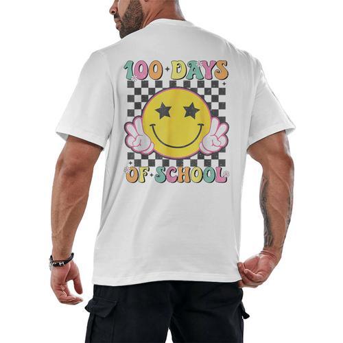 100th Day Of School Teacher Kids 100 Days Of School Men's Back Print T-Shirt - teacherstshirts.com CA