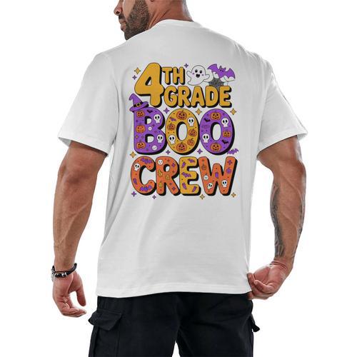4th Grade Boo Crew Ghost Halloween Teacher Costume Men's Back Print T-Shirt - teacherstshirts.com AU