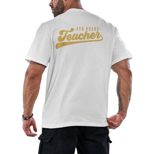 4th Grade Teacher Cute Vintage Graphic Fourth Grade Teacher Men's Back Print T-Shirt - teacherstshirts.com UK