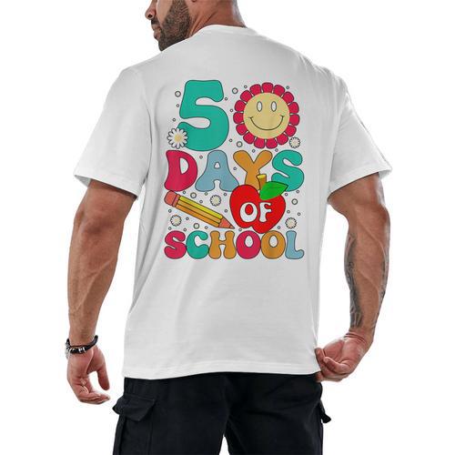 50 Days Of School Teacher Happy 50th Day Of School Kids Men's Back Print T-Shirt - teacherstshirts.com DE