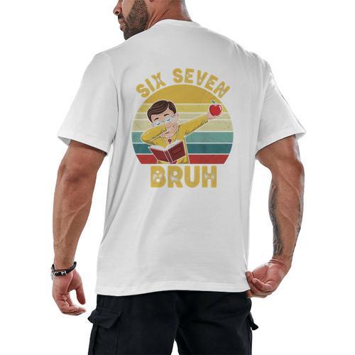 67 Meme Six Seven Bruh Retro Dabbing Teacher School Men's Back Print T-Shirt - teacherstshirts.com UK
