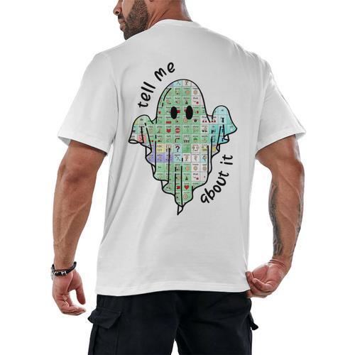 AAC Ghost Tell Me About It Speech Pathology AAC Sped Teacher Men's Back Print T-Shirt - teacherstshirts.com UK