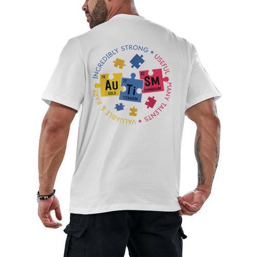 Autism Awareness Shirt Periodic Puzzle Science Teacher Men Women Kids Men's Back Print T-Shirt - teacherstshirts.com AU