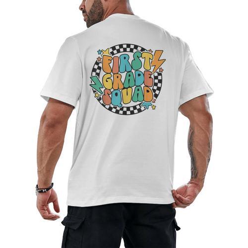 Back To School Groovy Teacher 1st First Grade Crew Squad Men's Back Print T-Shirt - teacherstshirts.com AU