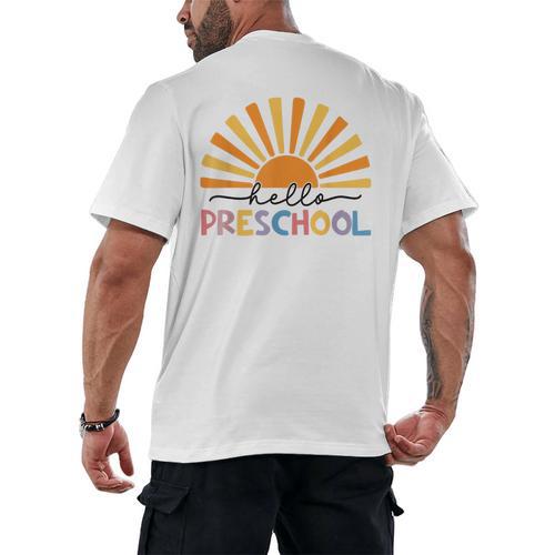 Back To School Hello Preschool For Kids Teacher Women Men's Back Print T-Shirt - teacherstshirts.com AU