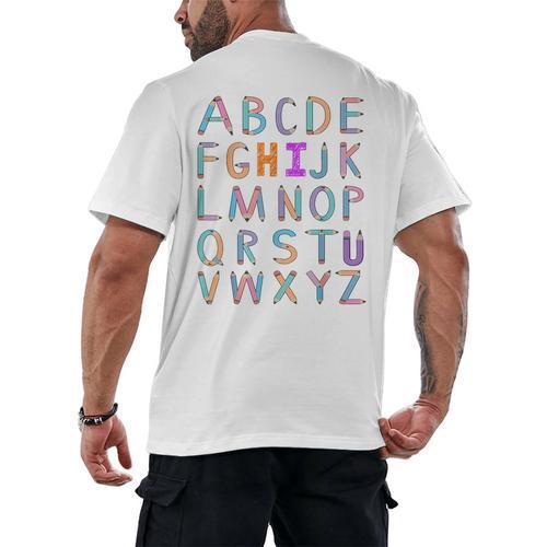 Back To School Kindergarten Alphabet ABC Teacher Women Kids Men's Back Print T-Shirt - teacherstshirts.com