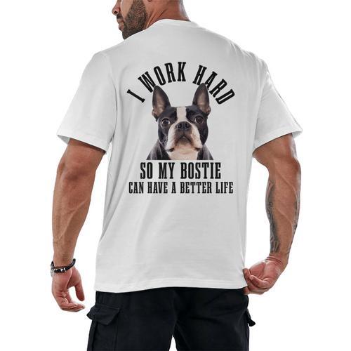 Bostie Mama Dog Dad Boston Terrier For Men Women Men's Back Print T-Shirt - Bostonterriersmerch.com