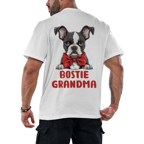 Boston Terrier Grandma Dog Lovers Puppy Bostie Owner Men's Back Print T-Shirt - Bostonterriersmerch.com AU
