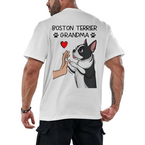 Boston Terrier Grandma Mother's Day Dog Mom Men's Back Print T-Shirt - Bostonterriersmerch.com
