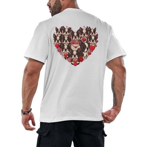 Boston Terrier Heart Valentine Boston Terrier Men's Back Print T-Shirt - Bostonterriersmerch.com AU