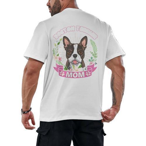 Boston Terrier Mom Mother's Day Men's Back Print T-Shirt - Bostonterriersmerch.com