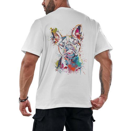 Boston Terrier Splash Men's Back Print T-Shirt - Bostonterriersmerch.com