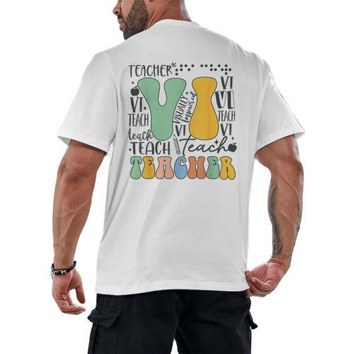 Braille Teacher Of The Visually Impaired Groovy VI Teacher Men's Back Print T-Shirt - teacherstshirts.com UK