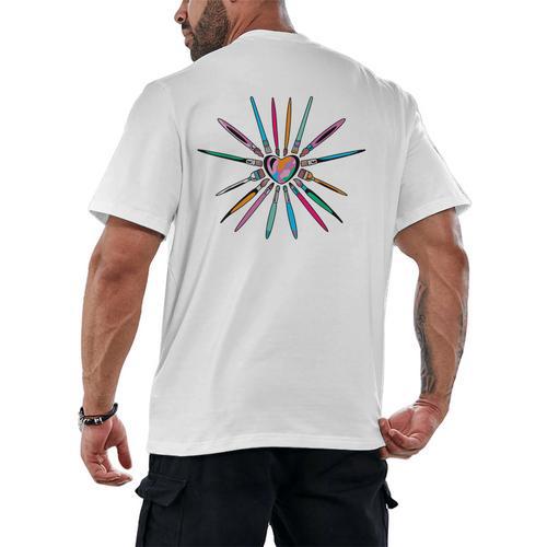 Cool Brush Heart Shape Art Teacher Paint For Artist Painter Men's Back Print T-Shirt - teacherstshirts.com AU