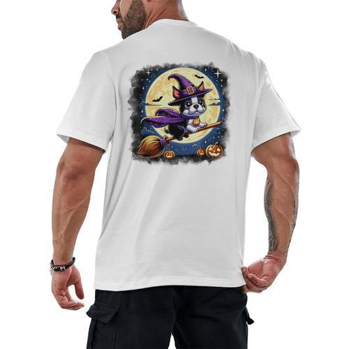 Cute Boston Terrier Halloween Costume Dog Lover Women Girls Men's Back Print T-Shirt - Bostonterriersmerch.com AU