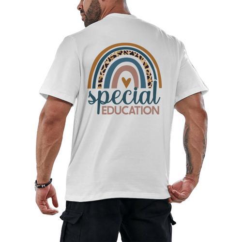 Cute Special Education Leopard Print SPED Teacher Idea Men's Back Print T-Shirt - teacherstshirts.com CA