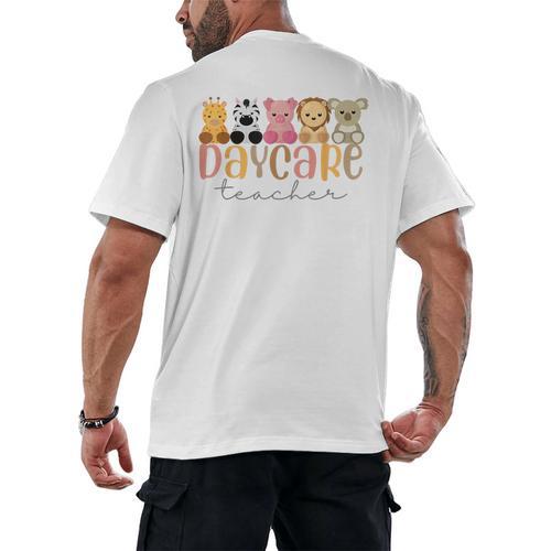 Daycare Teacher Animals Daycare Provider Back To School Men's Back Print T-Shirt - teacherstshirts.com