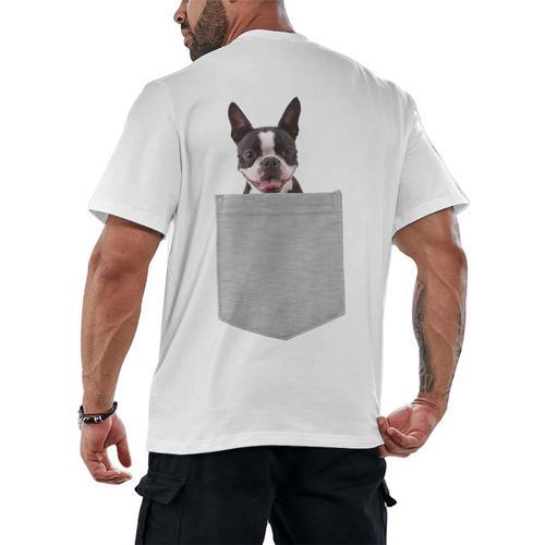 Dog In Your Pocket Boston Terrier For Men Women Girls Kids Men's Back Print T-Shirt - Bostonterriersmerch.com