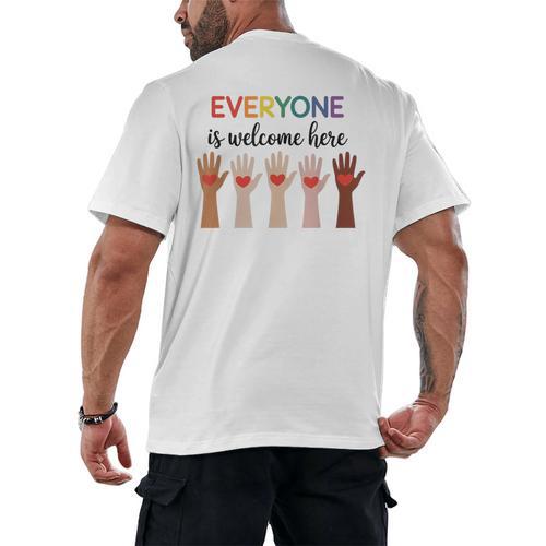 Everyone Is Welcome Here Idaho Teacher Men's Back Print T-Shirt - teacherstshirts.com AU