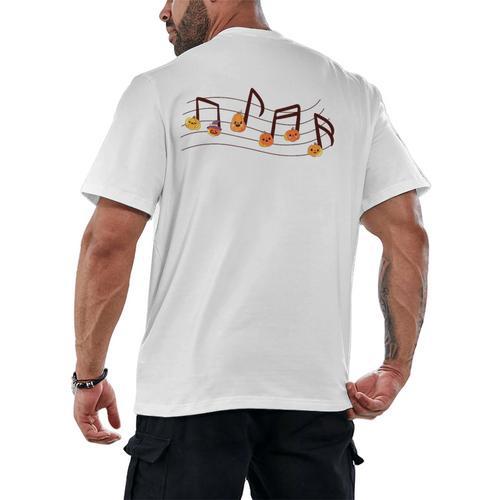 Fall Music Teacher Halloween Pumpkin Music Note Fall Teacher Men's Back Print T-Shirt - teacherstshirts.com CA