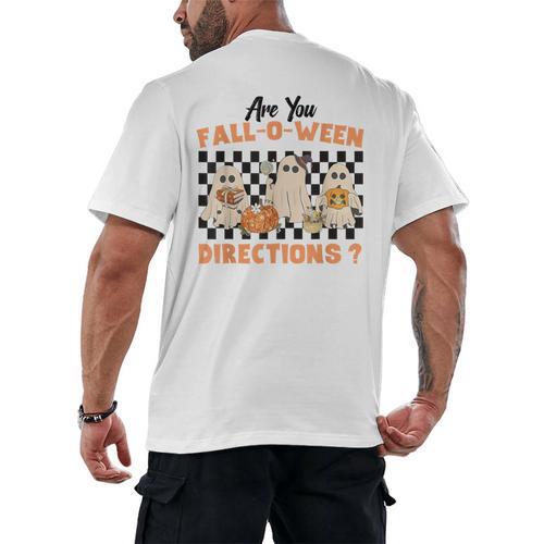 Are You Fall-O-Ween Directions Halloween Ghost Fall Teacher Men's Back Print T-Shirt - teacherstshirts.com