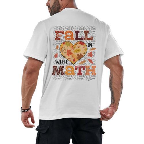 Fall Teacher Fall In Love With Math Math Thanksgiving For Men Women Men's Back Print T-Shirt - teacherstshirts.com AU