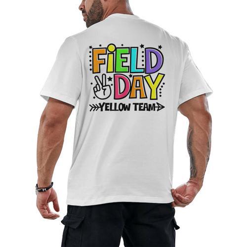 Field Day Yellow Team For Teacher Kids Field Day Games Men's Back Print T-Shirt - teacherstshirts.com