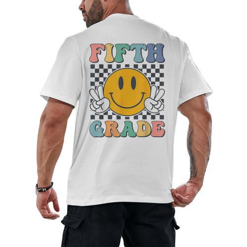 Fifth Grade Team Teachers Boys Girls Retro Smile 5th Grade Men's Back Print T-Shirt - teacherstshirts.com AU