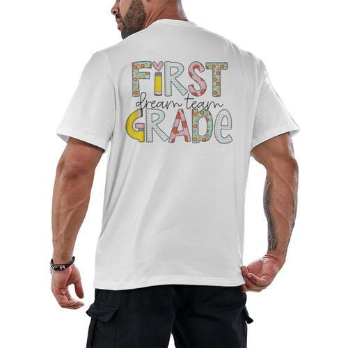 First Grade Dream Team Back To School 1st Grade Teacher Men's Back Print T-Shirt - teacherstshirts.com UK