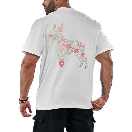Floral FLower Boston Terrier Mom Grandma Men's Back Print T-Shirt - Bostonterriersmerch.com