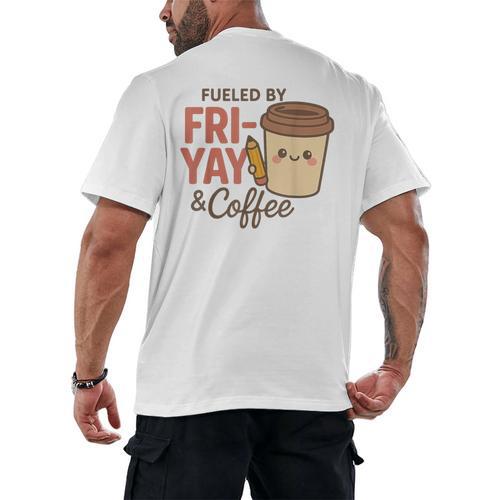Friyay Teacher Coffee Friday School Cute Fri Yay Men's Back Print T-Shirt - teacherstshirts.com CA