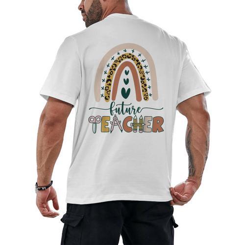 Future Teacher Boho Rainbow Leopard New Grad Student Men's Back Print T-Shirt - teacherstshirts.com CA